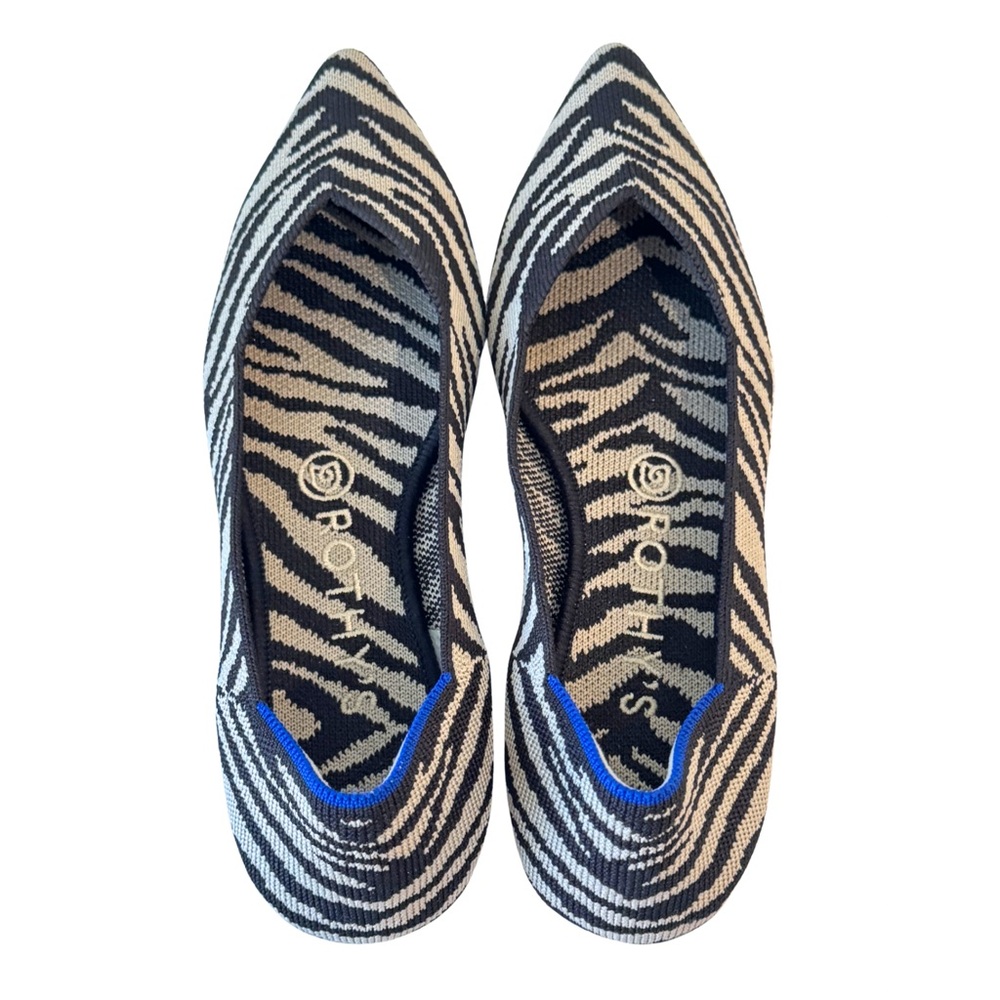 Rothy's Black and White Zebra The Point Pointed Toe Women's Shoes Size 6